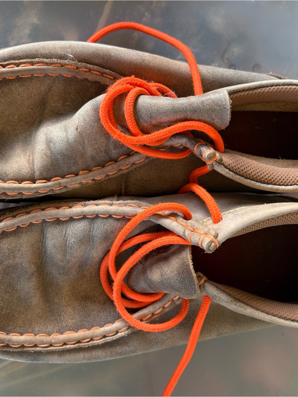 Twisted X Kids Boat Shoes in Brown with Orange Laces